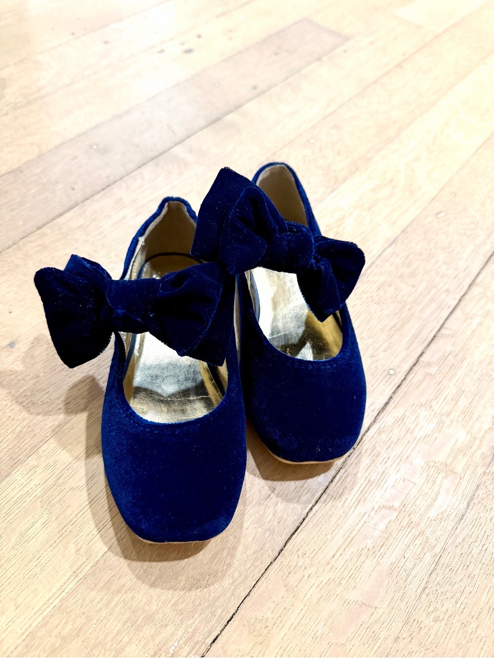 Janie and Jack Velvet Bow Mary Janes - Navy